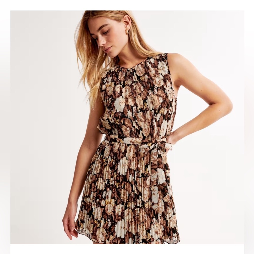 Abercrombie High Neck Plisse Mini Dress